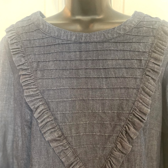 “ELOQUII” Denim Chambray PinTuck Bib Dress - Picture 6 of 14